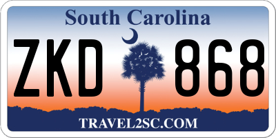 SC license plate ZKD868