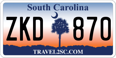 SC license plate ZKD870