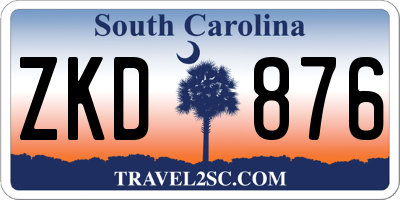 SC license plate ZKD876