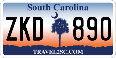 SC license plate ZKD890