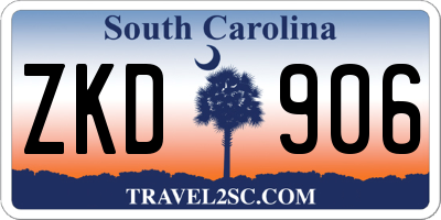 SC license plate ZKD906