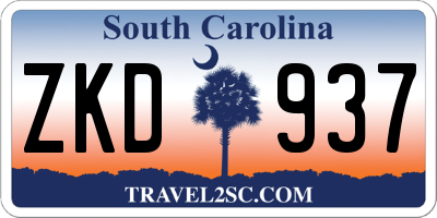 SC license plate ZKD937