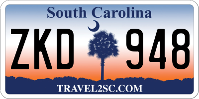 SC license plate ZKD948