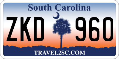 SC license plate ZKD960