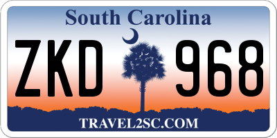 SC license plate ZKD968