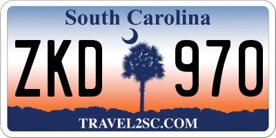 SC license plate ZKD970