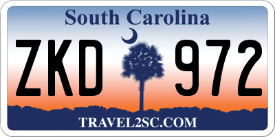 SC license plate ZKD972