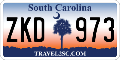 SC license plate ZKD973
