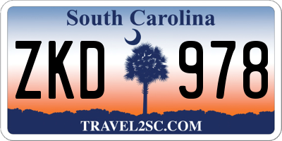 SC license plate ZKD978