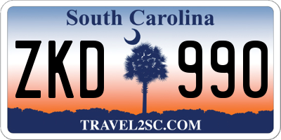 SC license plate ZKD990
