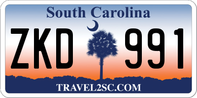 SC license plate ZKD991