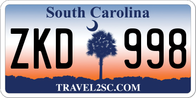 SC license plate ZKD998