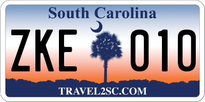 SC license plate ZKE010
