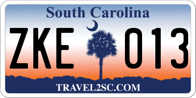SC license plate ZKE013