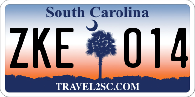 SC license plate ZKE014