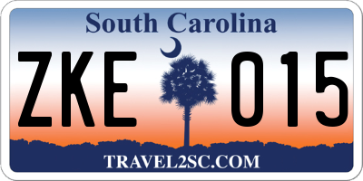 SC license plate ZKE015