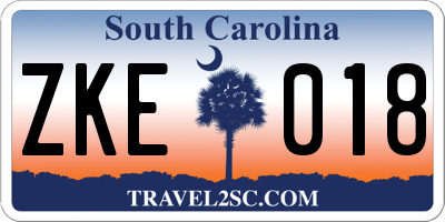 SC license plate ZKE018