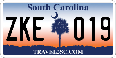 SC license plate ZKE019
