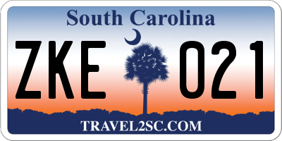 SC license plate ZKE021