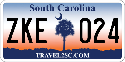 SC license plate ZKE024