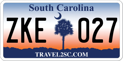 SC license plate ZKE027
