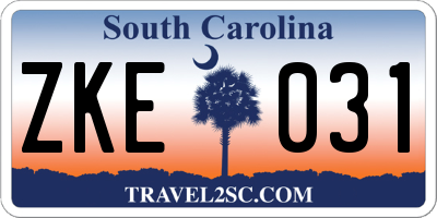 SC license plate ZKE031