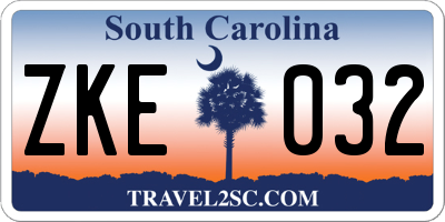 SC license plate ZKE032
