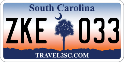 SC license plate ZKE033
