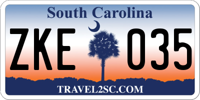 SC license plate ZKE035