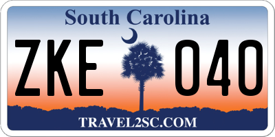 SC license plate ZKE040