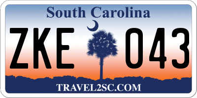 SC license plate ZKE043