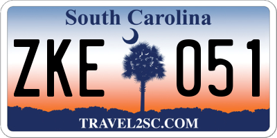 SC license plate ZKE051