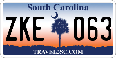 SC license plate ZKE063