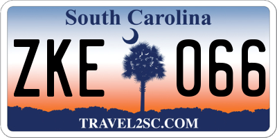SC license plate ZKE066