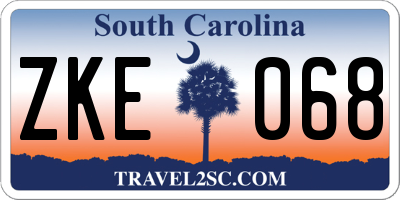 SC license plate ZKE068