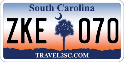 SC license plate ZKE070