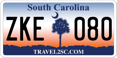 SC license plate ZKE080