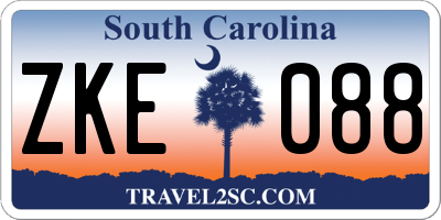 SC license plate ZKE088