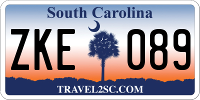 SC license plate ZKE089
