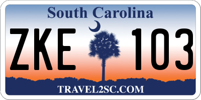 SC license plate ZKE103
