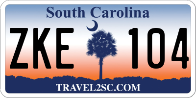 SC license plate ZKE104