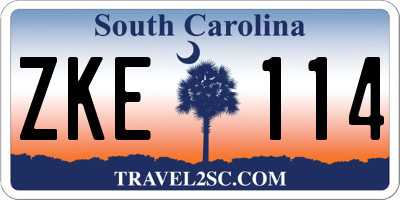 SC license plate ZKE114