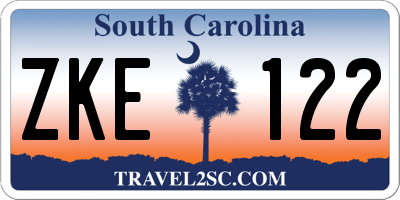 SC license plate ZKE122