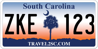 SC license plate ZKE123