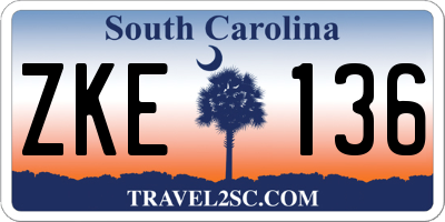 SC license plate ZKE136