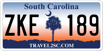 SC license plate ZKE189