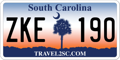 SC license plate ZKE190