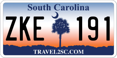 SC license plate ZKE191