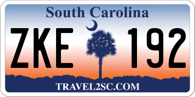 SC license plate ZKE192