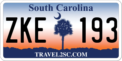 SC license plate ZKE193